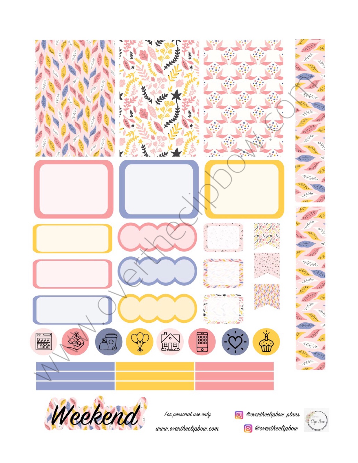 Pink Fall 2018 free recollections mini and Erin Condren planner sticker weekly or daily printable
